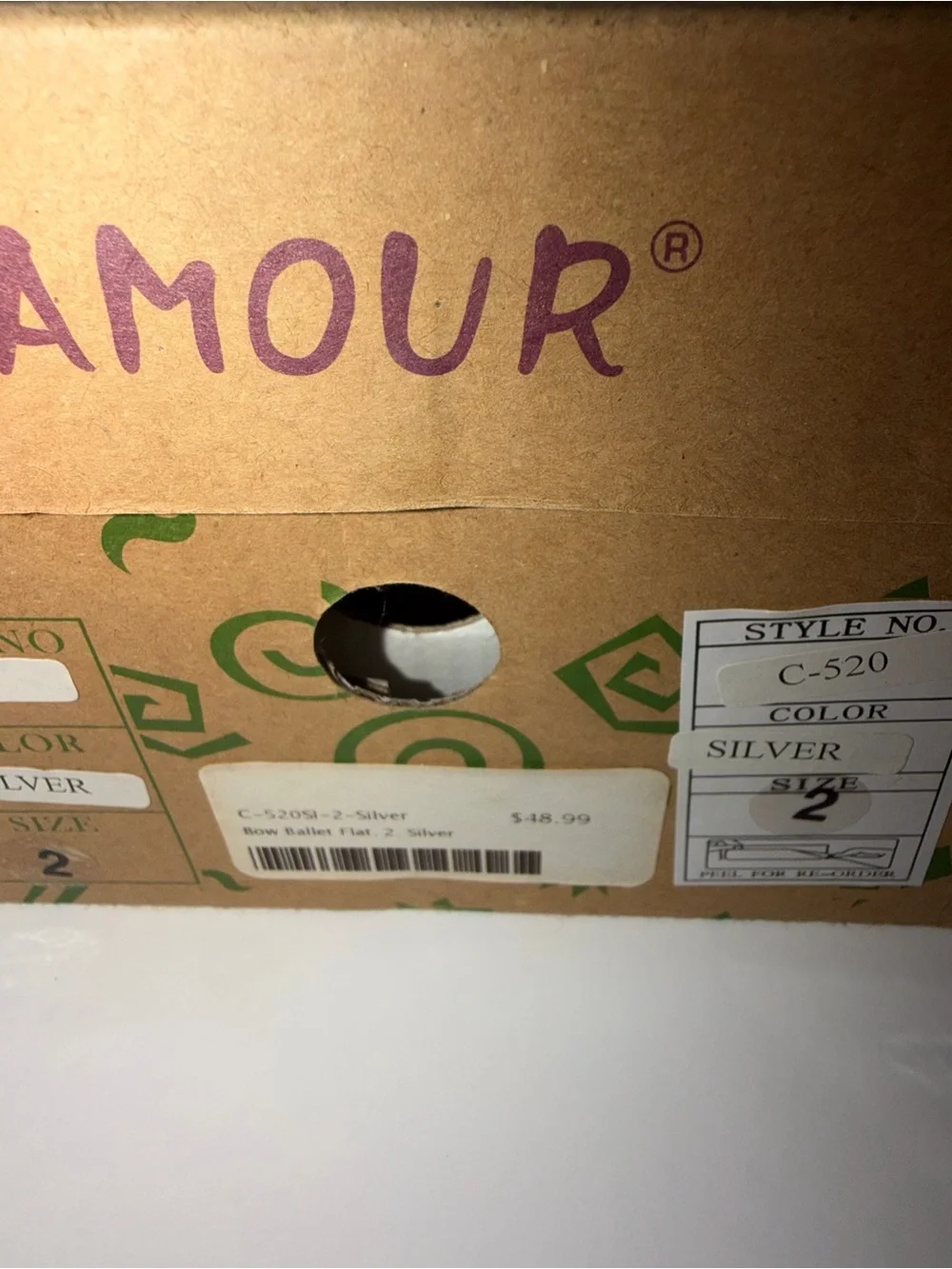 NWT L'Amour Girls Size 2 Silver Bow Ballet Flats | Wedding Holiday Christmas